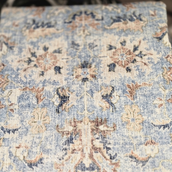 Unk Vintage Style Door Mat with Blue and Beige Accents - Picture 3 of 3